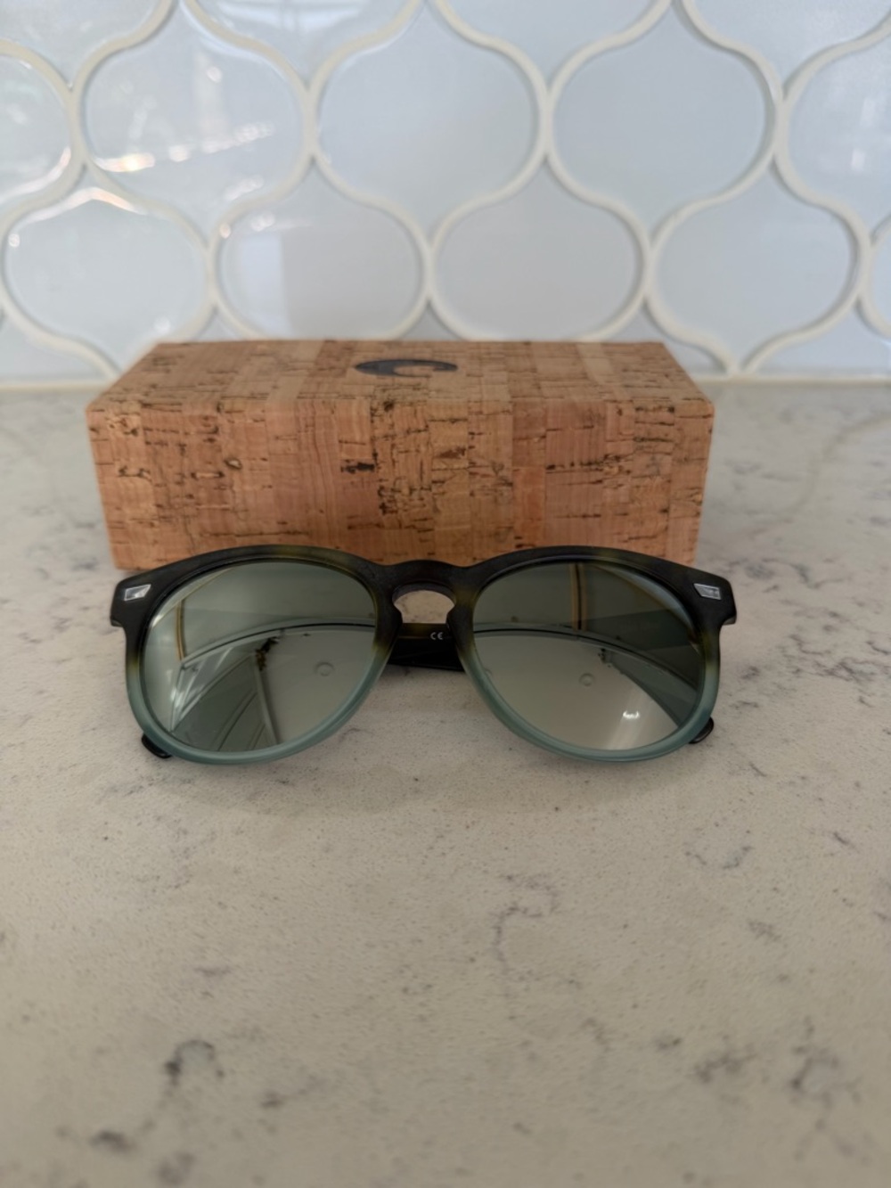 Costa Olive Green Frame Sunglasses with Gray-Green Lenses